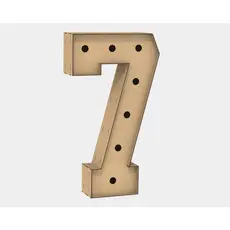Letra Caixa Grande 7 Mdf 120cm Altura Lampada Iluminação