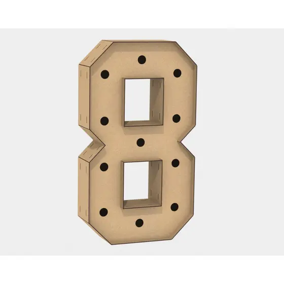 Letra Caixa Grande 8 Mdf 120cm Altura Lampada Iluminação