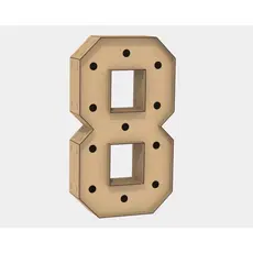 Letra Caixa Grande 8 Mdf 120cm Altura Lampada Iluminação