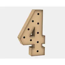 Letra Caixa Grande 4 Mdf 120cm Altura Lampada Iluminação