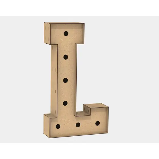Letra Caixa Grande L Mdf 120cm Altura Lampada Iluminação