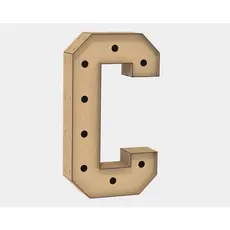Letra Caixa Grande C Mdf 120cm Altura Lampada Iluminação