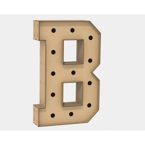 Letra Caixa Grande B Mdf 120cm Altura Lampada Iluminação