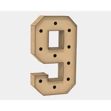 Letra Caixa Grande 9 Mdf 120cm Altura Lampada Iluminação