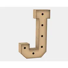 Letra Caixa Grande J Mdf 120cm Altura Lampada Iluminação