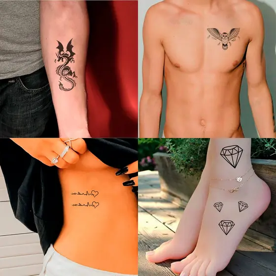 Tatuagem Fake FalsaTemporária Andorinha Caveira Dragão Tribal Alta Qualidade