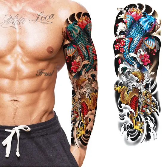Tatuagem Temporária Dragão Karpa Oriental Estilosa - Braço Inteiro