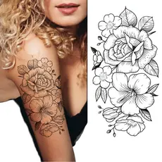 Tatuagem Temporária Feminina Jardim Florido Real Delicado 9x17cm