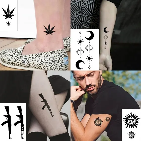 Tatuagem Temporária Falsa Lobo Yin and Yang Beijo Crucifixo Alta Qualidade Envio Imediato