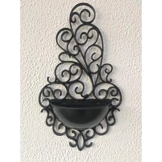 Kit com 2 Vaso Provençal Arandela de Parede Preto Original  Decoração Planta jardim Suculentas