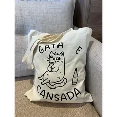 Ecobag Gata e Cansada sacola ecológica,escola,faculdade, curso,personalizado,brinde,praia,moda,brinde,presente,trabalho
