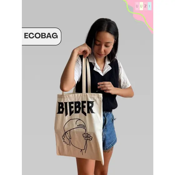 Ecobag Estampa Justin Bieber sacola ecológica,escola,faculdade, curso,personalizado,brinde,praia,moda,brinde,presente,