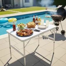 Mesa Dobrável Alumínio Portátil 90x60 Churrasco Camping Praia Portátil