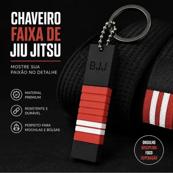 Chaveiro Faixa Jiu Jitsu Brinde Atleta Academia Presente Lutador BJJ com Grau para voce personalizar