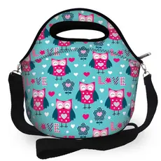 Bolsa Térmica Com Alça Corujinhas Feminina Marmita Academia fitness