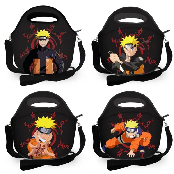 Lancheira Bolsa Térmica Marmita Fitness Viagem Passeio Escolar Naruto e Batman Homem aranha