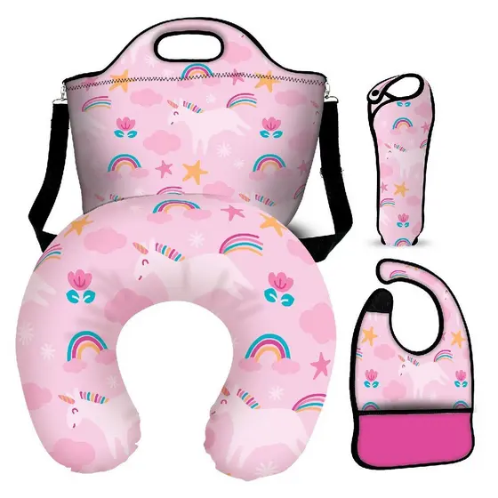 Kit Almofada Amamentar+bolsa+babador+porta Mamadeira Rosa e Azul Menino e Menina