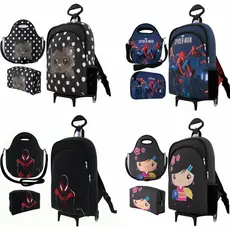 Kit Mochila Escolar Premium com Rodinhas + Lancheira + Necessaire Plus