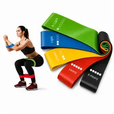 Kit 5 Banda Faixa Elástica de Resistência Band para Treino Yoga Pilates Treino Academia Musculação
