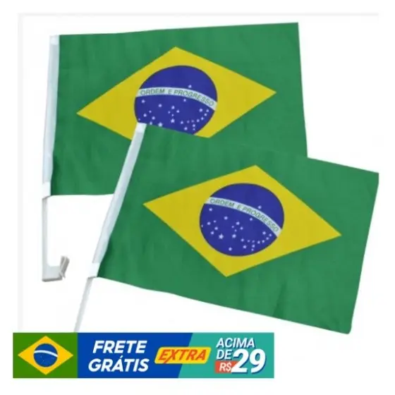 Bandeira do Brasil para Carro Vidro 30CMX45CM com Cabo de Suporte