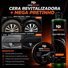 KIT CERA REVITALIZADORA + SUPER PRETINHO PARA SEUS PNEUS - MARAVILHOSOS RESULTADOS NÃO SAI COM ÁGUA