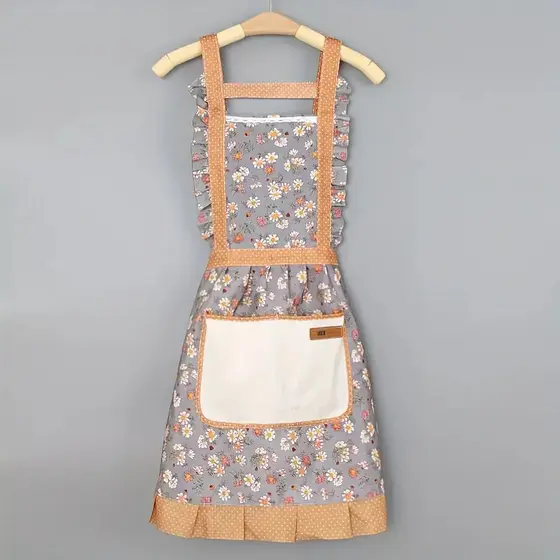 Avental De Princesa Em Renda Floral Com Um Bolso Para Toalhas De Mão À Prova D'água E Resistente Ao Oleo