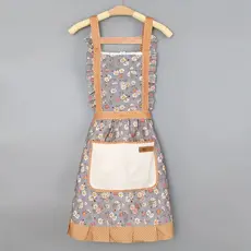 Avental De Princesa Em Renda Floral Com Um Bolso Para Toalhas De Mão À Prova D'água E Resistente Ao Oleo