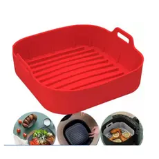 Forma De Silicone Air fryer Antiaderente Cesto Silicone Fritadeira Elétrica Quadrado