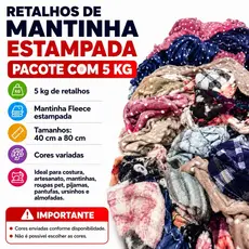 Retalhos de Mantinhas Microfibra 5KG | Estampas Sortidas | Envio Imediato - 40 à 80cm x 1,50m Comprimento