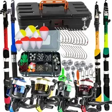 Mega Kit de Pesca Completo Varas Molinetes Caixa Maleta, com Anzóis, Boias, Chumbos e Iscas OU APENAS MALETA COM ACESSOR