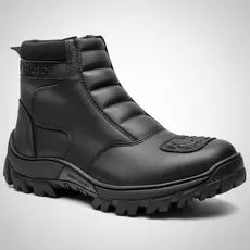 Bota Motociclista Zíper Lateral Calce Fácil Coturno Motoqueiro Conforto Premium Protetor de Marcha e Bico Reforçado