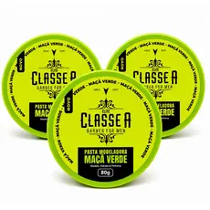KIT 3 PASTAS MODELADORA CLASSE A MAÇÃ VERDE 80g ALTA FIXAÇÃO 3un