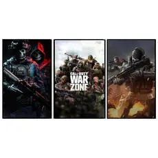 Quadro decorativo 3 peças gamer cal of dut warzone grande envio rápido