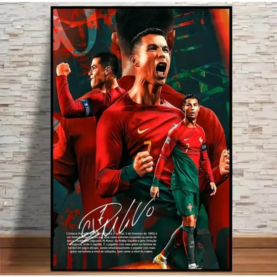 Quadro decorativo grande 1 peça 90x70 jogador ídolo Cr7 Cristiano Ronaldo envio rápido