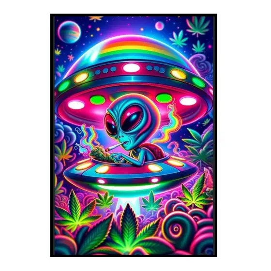 Quadro decorativo 1 peça ET louco nave espacial erva brisa 4k envio imediato