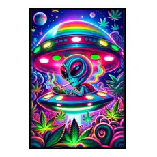 Quadro decorativo 1 peça ET louco nave espacial erva brisa 4k envio imediato