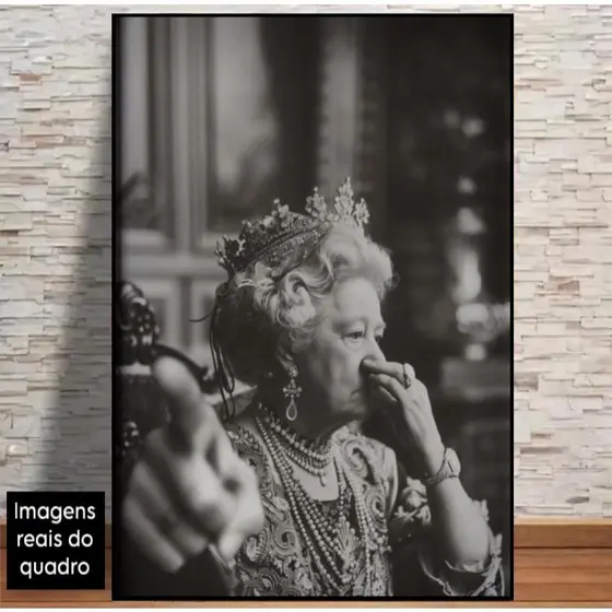 Quadro decorativo engraçado para banheiro rainha elisabeti luxo grande 110x80