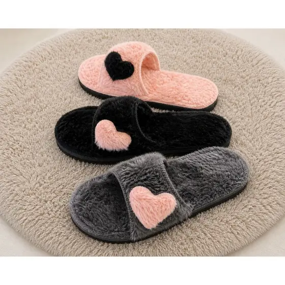 ⁠Pantufa Feminina Pelúcia Chinelo de Quarto Aberto Confortável Fofinho⁠