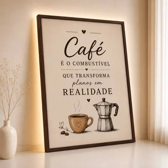 Quadro Decorativo Cantinho do Café Cafeteira Italiana Para Cozinha Gourmet