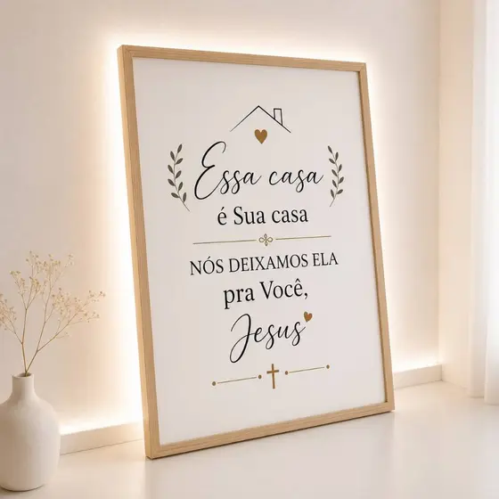 Quadro Decorativo Essa Casa É Sua Casa Jesus Decoração Cristã Para Quarto Sala Frase Bíblica