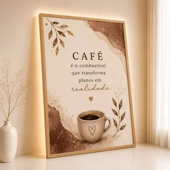 Quadro Decorativo Cantinho do Café Cozinha Gourmet Boho Xícara Minimalista 1 Peça