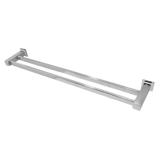 Porta Toalha De Banho Duplo Inox Design Moderno 60cm