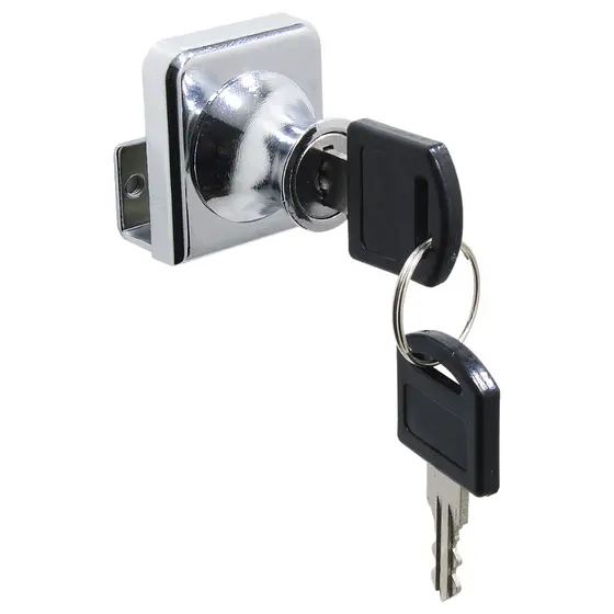 Fechadura Simples Vitrine Porta Vidro Rack Sem Furo