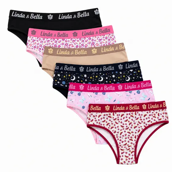 Kit 10 ou 5 Calcinha Cueca Femenina Tangão Cintura Alta Cós Algodão Linda e Bella