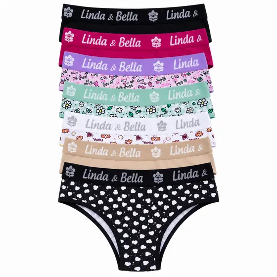 Kit 5 e 3 Calcinha Cueca Femenina Tanga Algodão Cós Largo Elástico Personalizado
