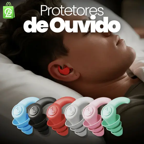 Protetor Auricular Silicone Tampão de Ouvido Redução de Ruído Sono Concentração Esporte Reutilizável