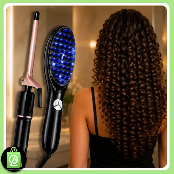 Kit Babyliss Escova Pente Terapêutica Massageadora 4 em 1 LED Íons Modelador Cachos Cabelo Perfeito Profissional Bivolt