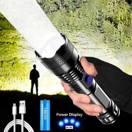 Lanterna Com Strob Iluminação Potente Carregamento USB MT114 (CR)