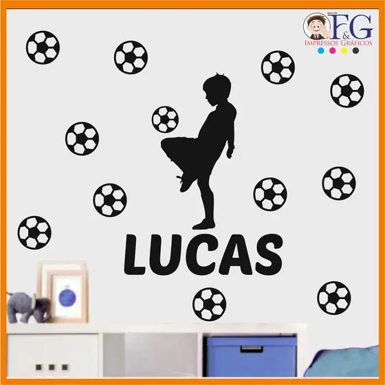 Adesivo Parede Futebol Bola Time com Nome
