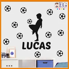 Adesivo Parede Futebol Bola Time com Nome